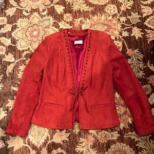 Jean Guise Suede Tie Jacket Red Size 44